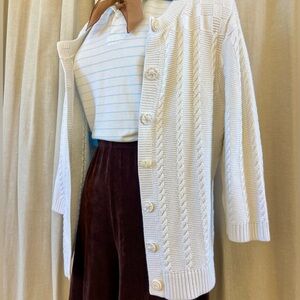 Vtg Cable Knit Chunky button front Cardigan Oversized & Boxy